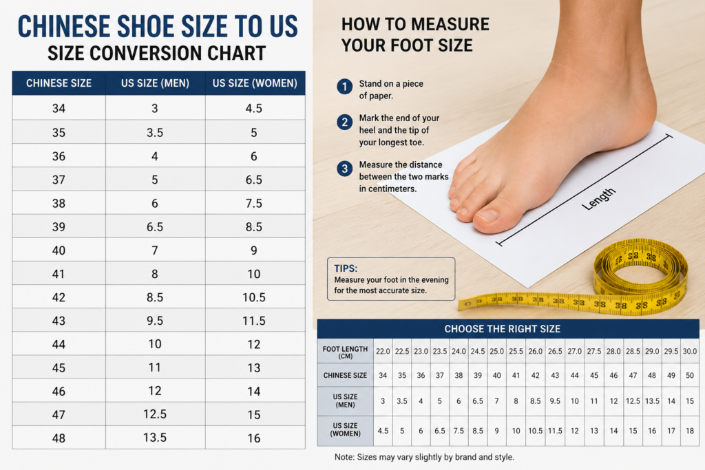 chinese shoe size to us